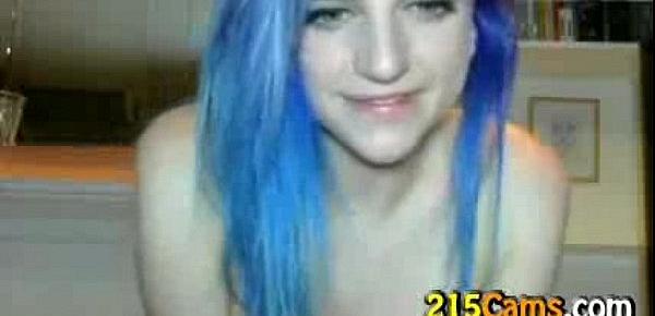  Blue Haired Girl Plays with Tits Livesex Live Video